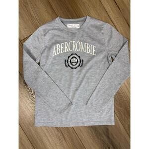Abercrombie Kids Pajama Top Kids 10-12 Gray Long Sleeve Sleepwear Logo